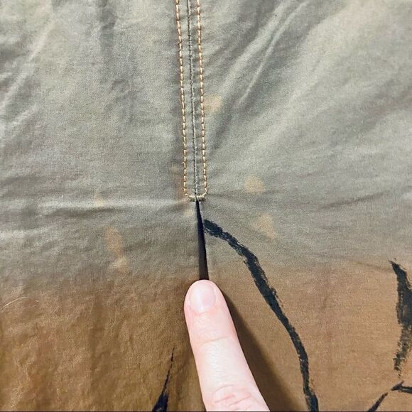 DKNY brown pleated print cotton knee length skirt - Picture 6 of 8